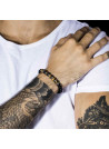 Bracelet Homme acier, oeils de tigre et pierres noir "YELLOW TIGER EYES"