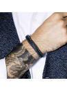 Bracelet Homme acier et cuir bleu marine "OLIVER"