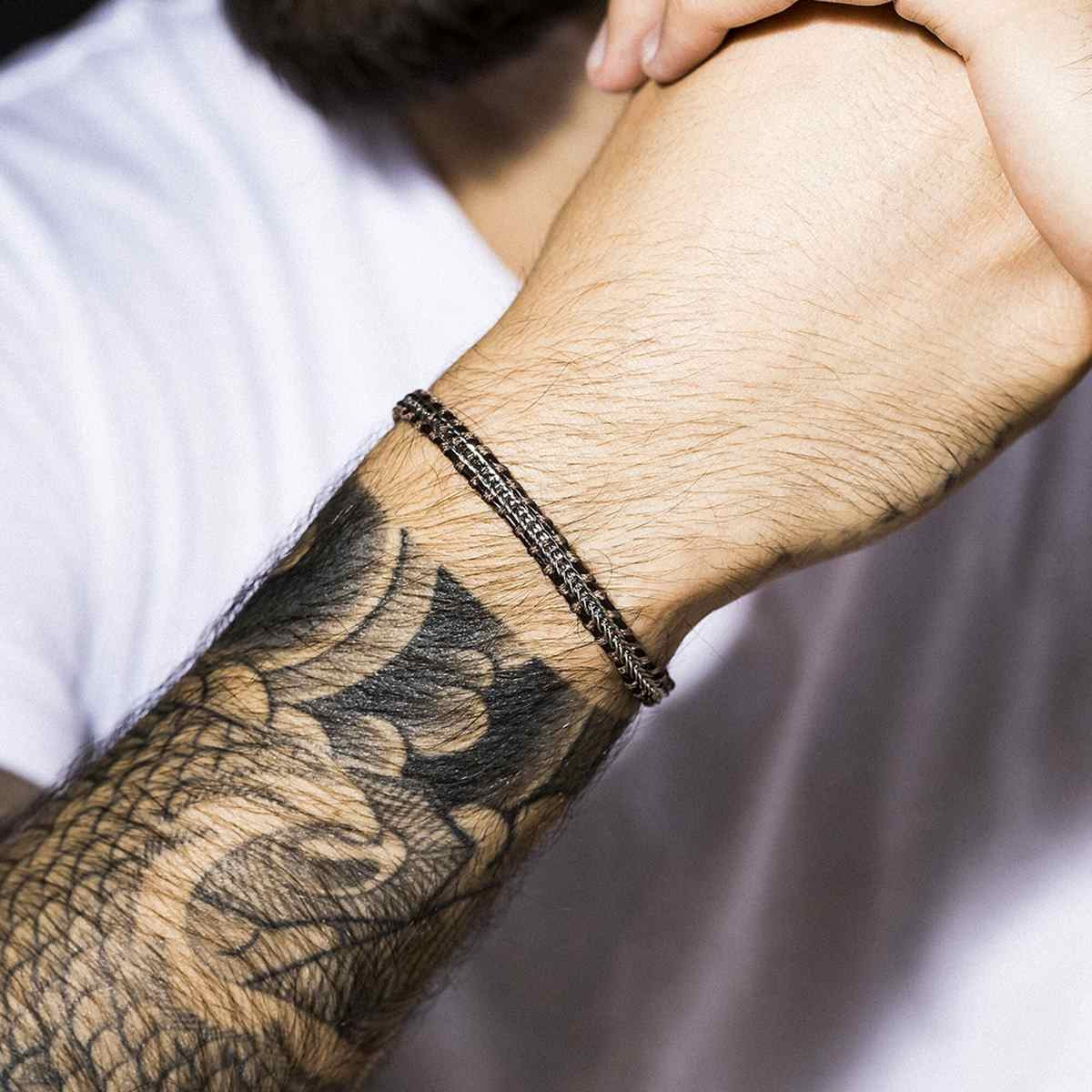 Bracelet Homme acier et cuir marron "BROWN PLAIT"