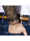 Bracelet Homme ajustable pierres noir et vert d'eau "MACARELLETA"