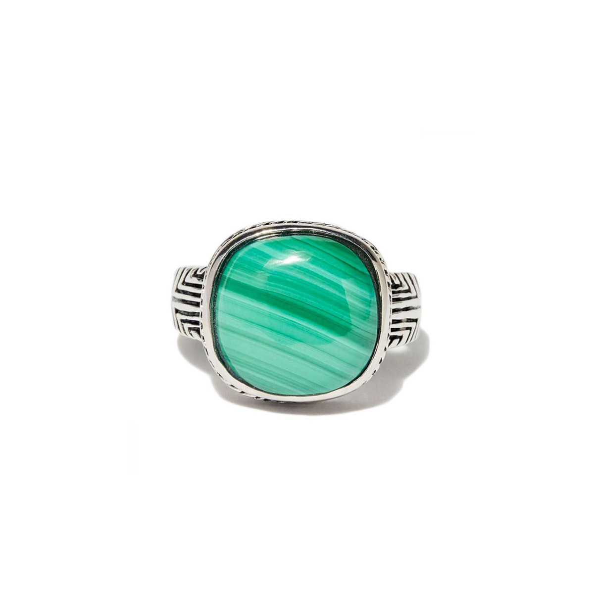Bague argent massif et pierre naturelle Bague "Romero" Malachite 6,70 et Argent Massif 925/1000