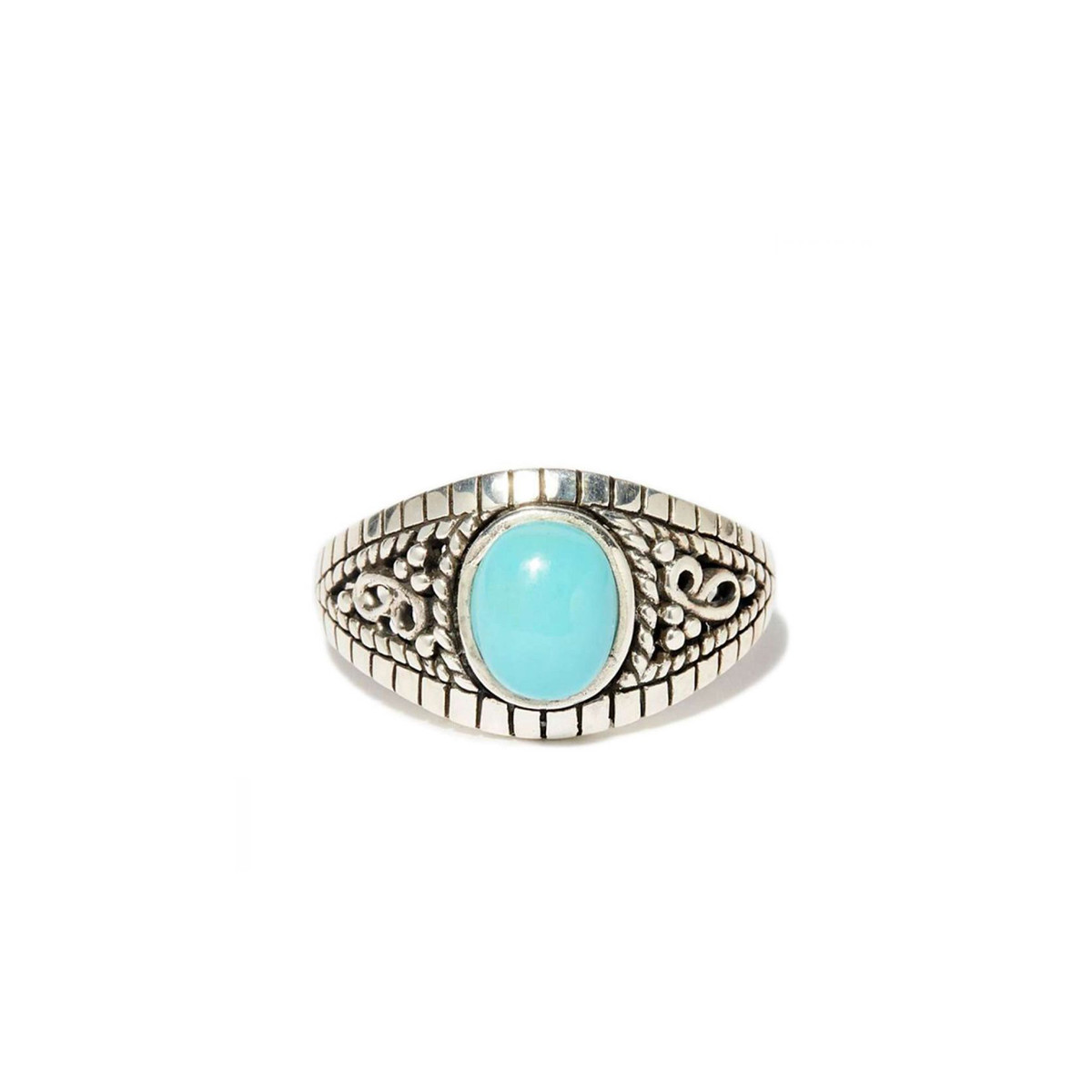 Bague argent massif et pierre turquoise ovale Bague "Fresia" Turquoise 0,22ct et Argent Massif 925/1000