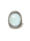 Bague argent massif pierre centrale de larimar de forme ovale