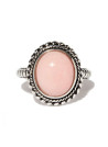 Bague argent massif pierre centrale opale rose de forme ronde et torsade