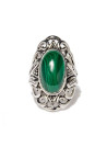 Bague argent massif et pierre centrale de malachite de forme ovale