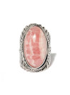 Bague argent massif pierre de rhodochrosite rose de forme ovale