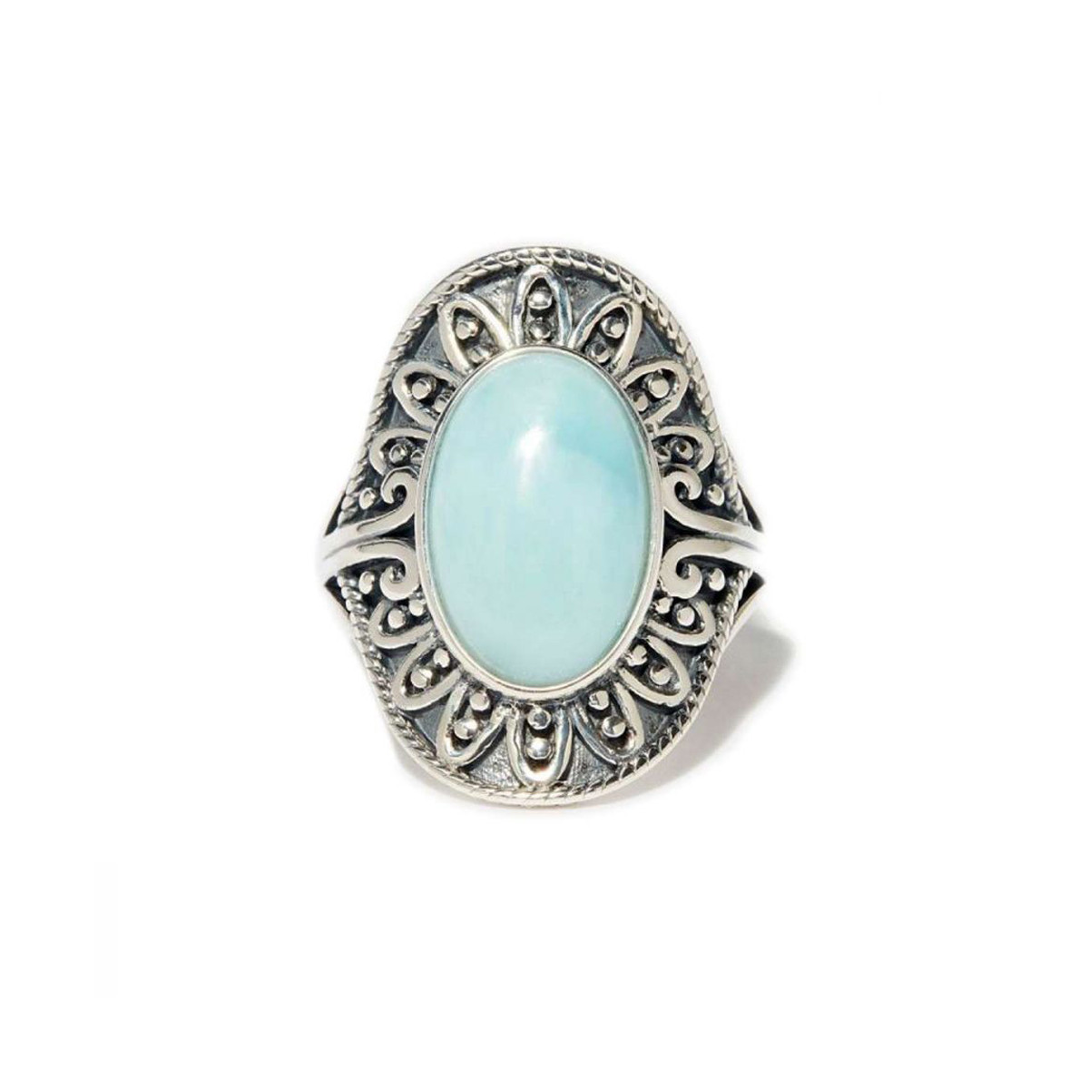 Bague "Frangipani" Larimar 4ct et Argent Massif 925/1000