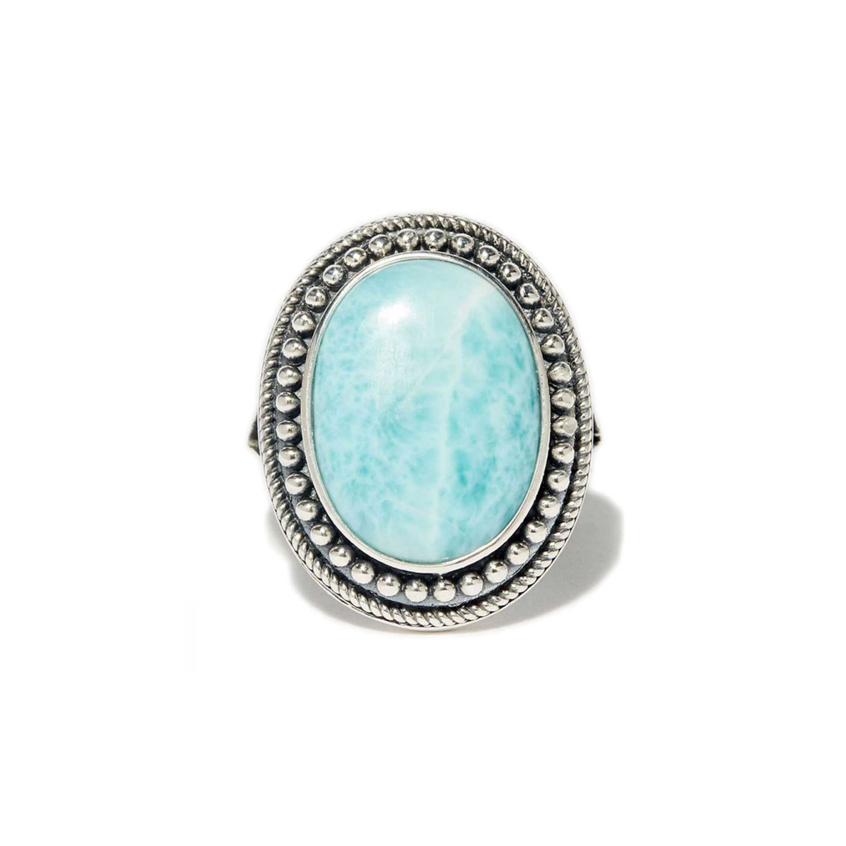 Bague argent massif et pierre naturelle Bague "Haba" Larimar 6,38 ct et Argent Massif 925/1000