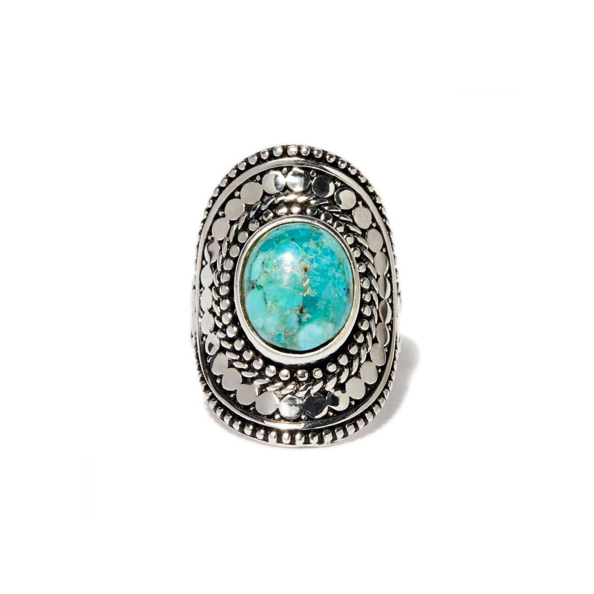 Bague "Arrayán" Turquoise compressée et Argent Massif 925/1000