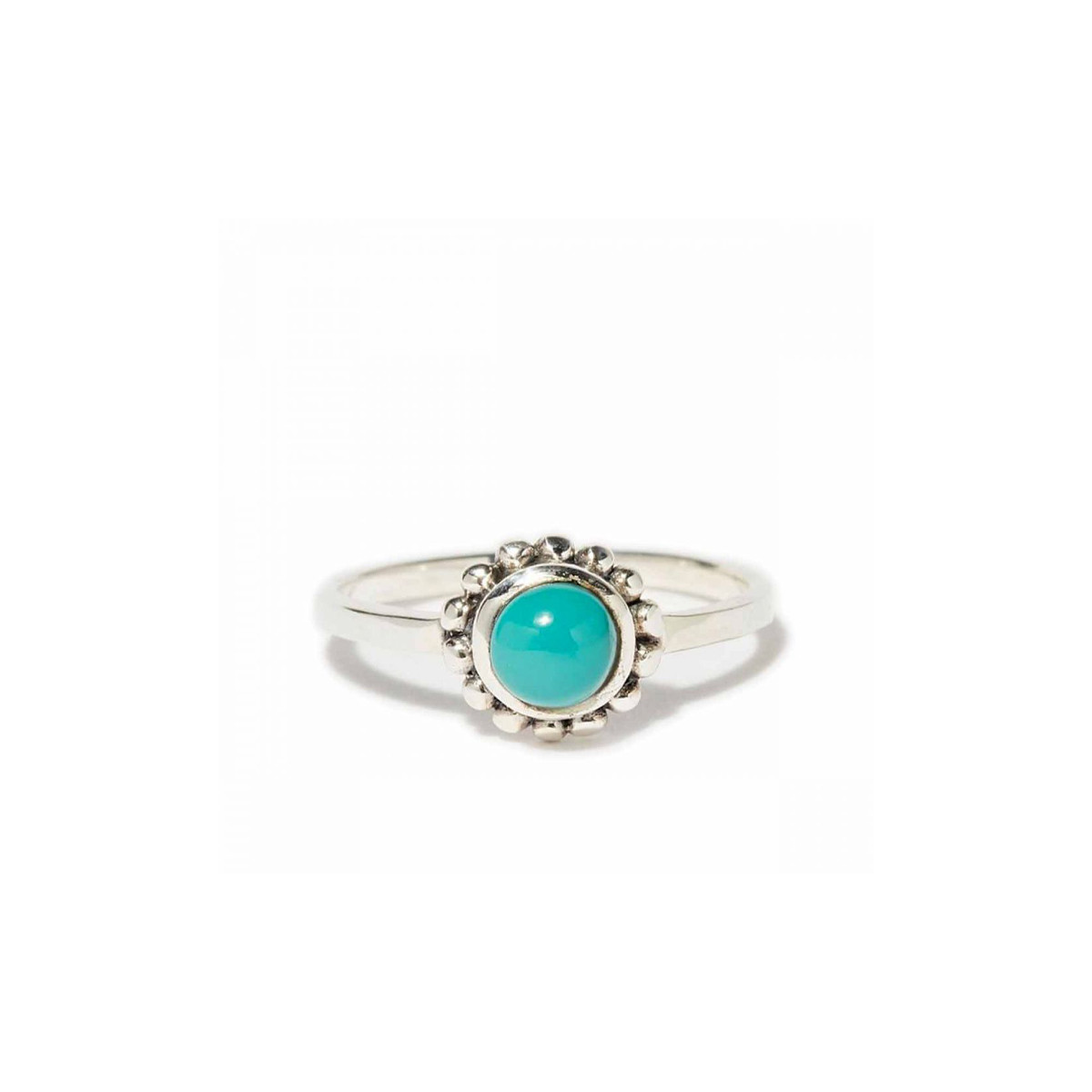 Bague argent massif turquoise de forme ronde Bague "Copihue" Turquoise 0,09 ct et Argent Massif 925/1000
