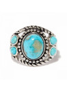 Bague argent massif montée de quatre pierres de turquoise en forme de pétale