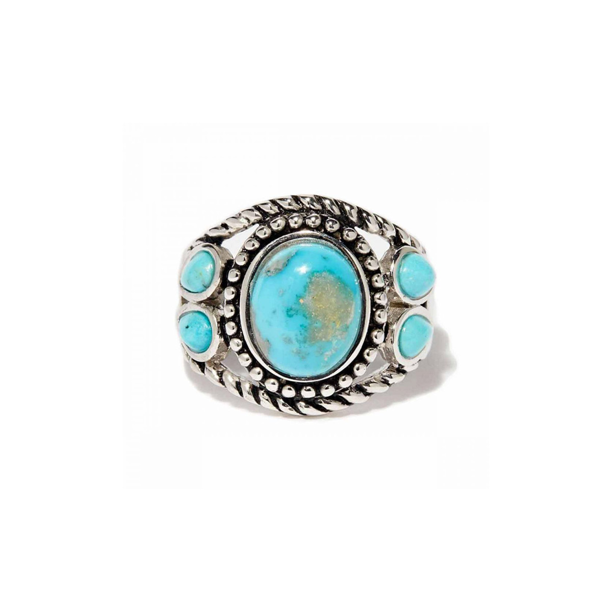 Bague argent massif montée de quatre pierres de turquoise en forme de pétale Bague "Rubí" Turquoise 2,70ct/5 et Argen Massif