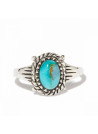 Bague argent massif pierre centrale de turquoise de forme ovale