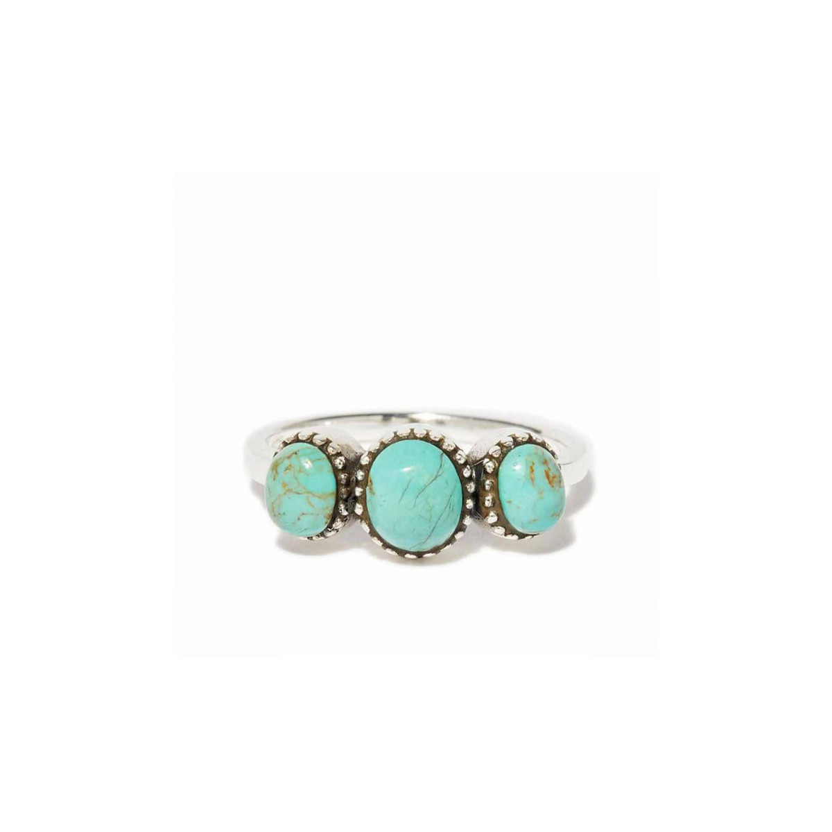Bague argent massif et turquoise de forme ovales Bague "Girasol" Turquoise 0,31ct/3 et Argent Massif 925/1000