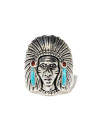 Tête d'indien Bague argent massif et pierre turquoise