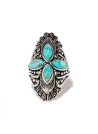 Bague argent massif  turquoise en forme de pétale
