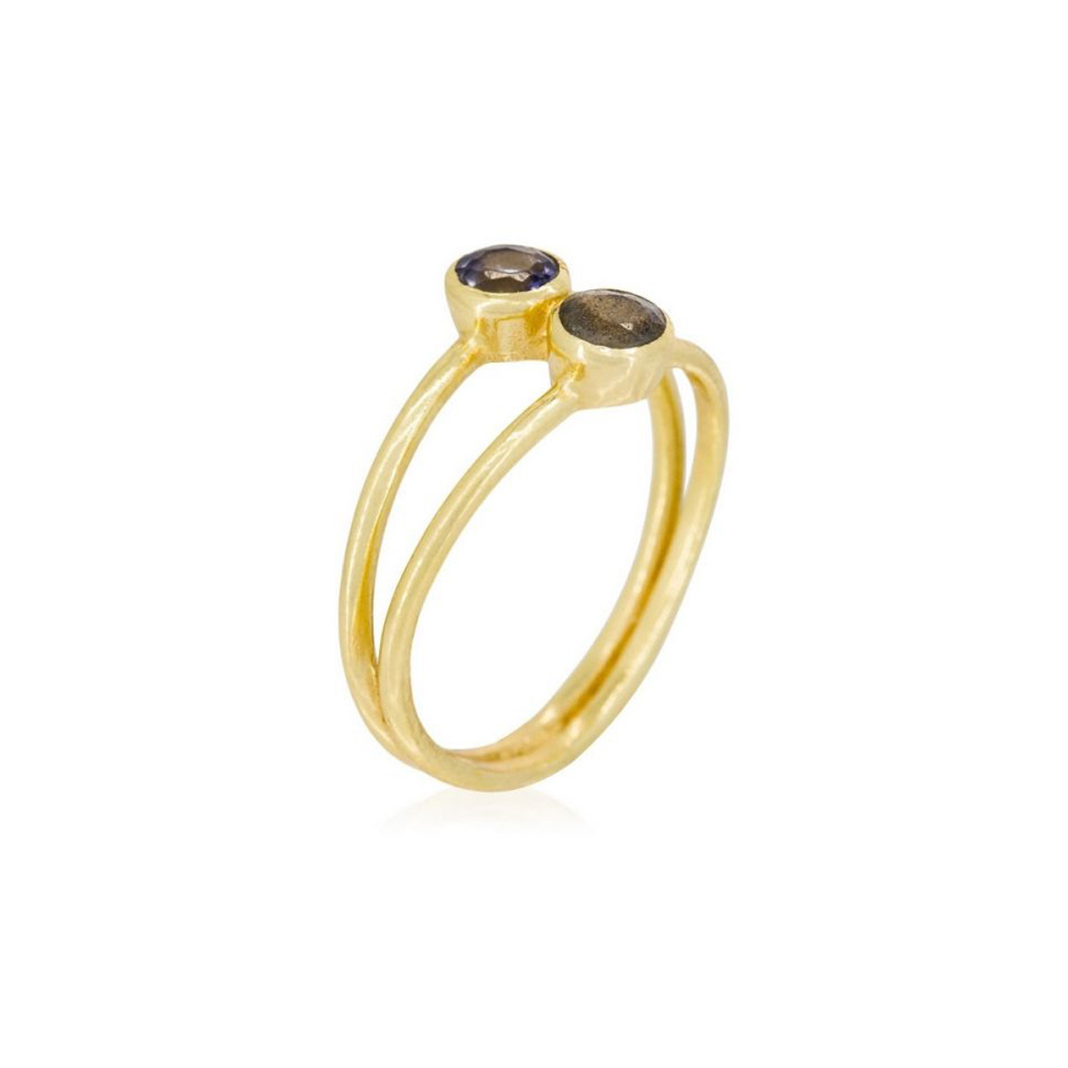 Bague doré et labradorite Bague "Frimas" Labradorite Laiton doré