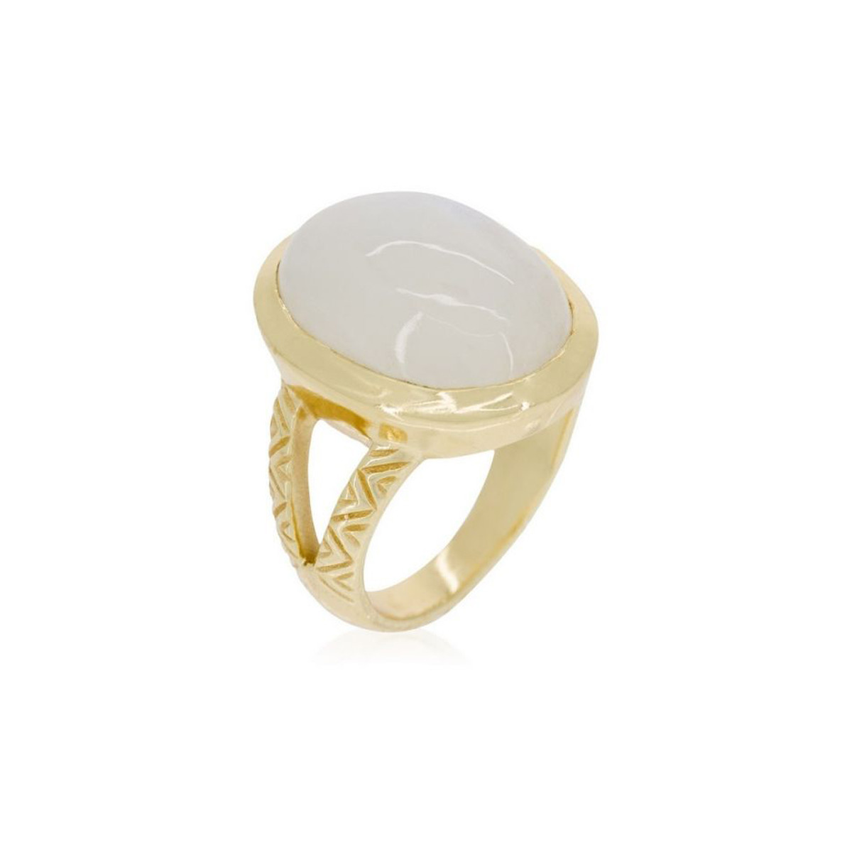 Bague "Floréa" Pierre de lune blanche Laiton doré