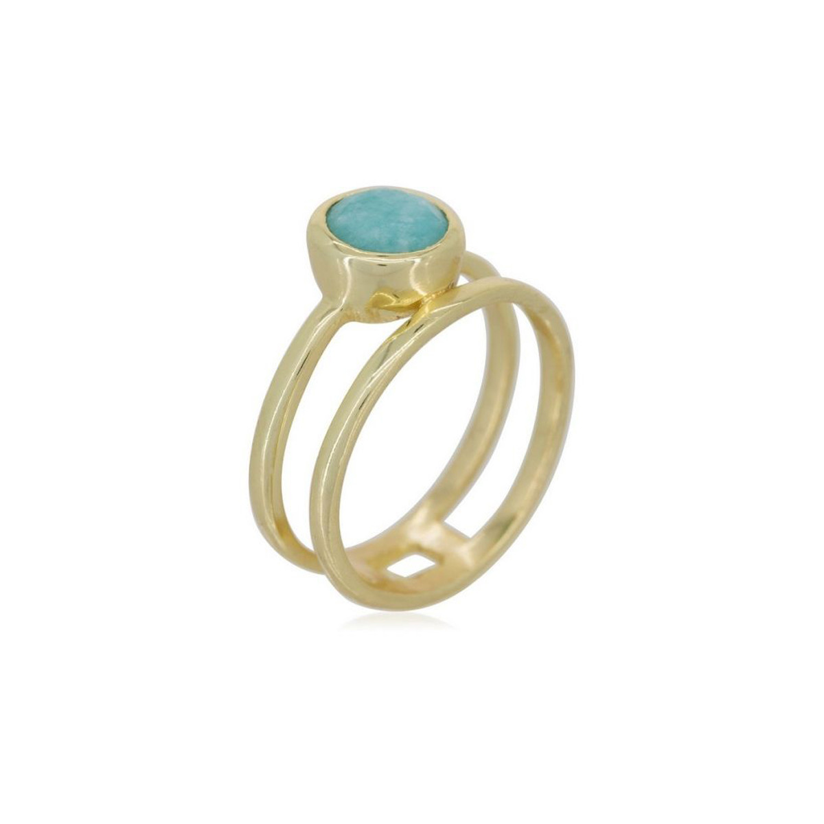 Bague doré et amazonite Bague "Floralis" Amazonite verte Laiton doré