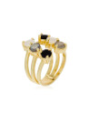 Bague ajustable doré et multipierres