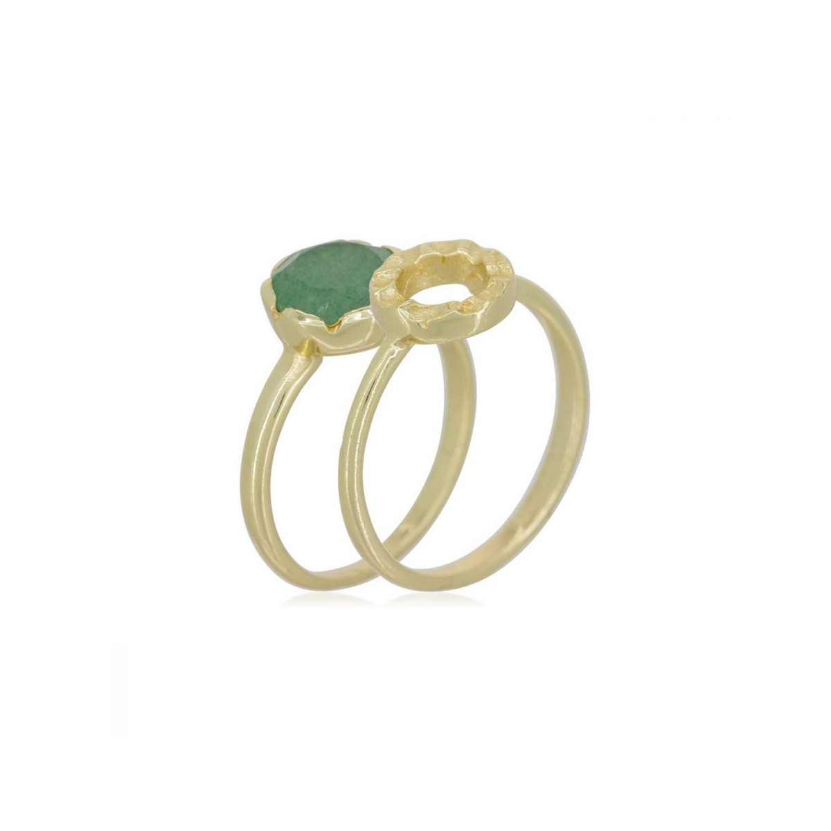 Bague doré et aventurine Bague "Flashback" Aventurine verte Laiton doré
