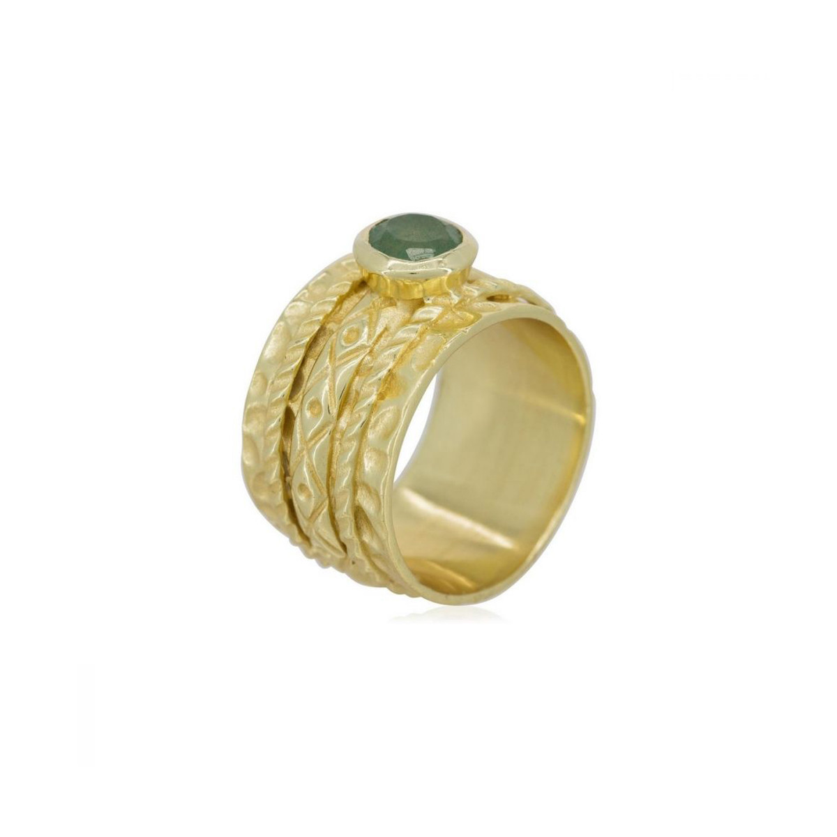 Bague doré et aventurine verte Bague "Eternelle" Aventurine verte Laiton doré