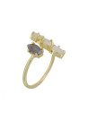 Bague ajustable doré, pierre de lune et labradorite