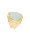 Bague ajustable doré et amazonite
