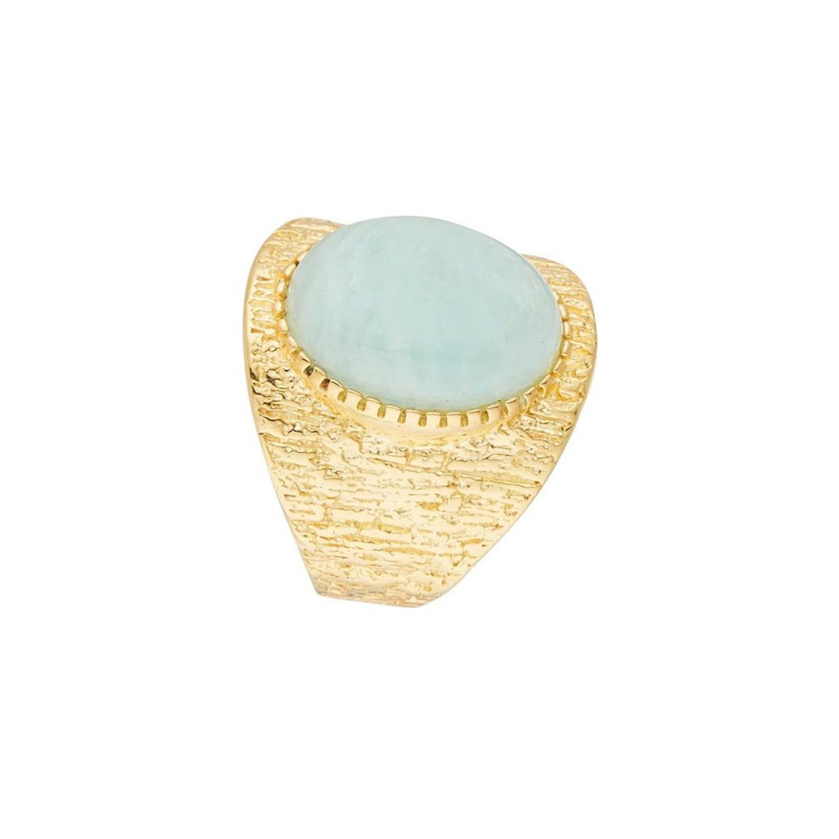 Bague ajustable Amazonite verte Laiton doré "Cristalis"