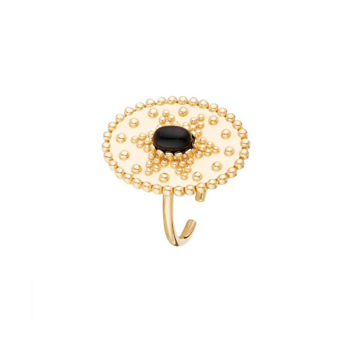 Bague ajustable doré et onyx Bague dorée "Western" Onyx