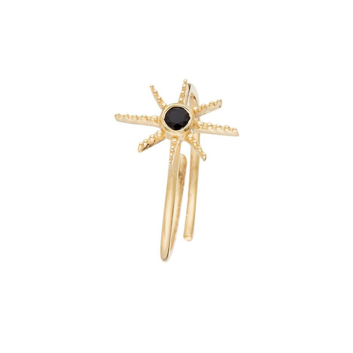 Bague ajustable doré et onyx Bague ajustable "Cosmique" Onyx noire Laiton doré