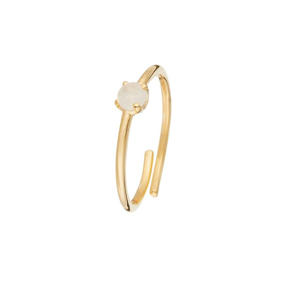 Bague ajustable doré et pierre de lune Bague ajustable "Cosmea" Moonstone blanche Laiton doré