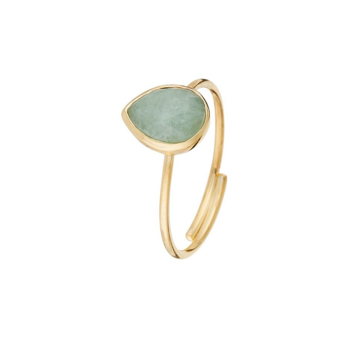 Bague ajustable doré et aventurine verte Bague ajustable Aventurine verte Laiton doré "Clairée"