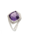 Bague Or Blanc 375 Diamants et Améthyste violette de 7,01 ct et 80 diamants P1 0,44 ct