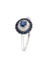 Bague Or Blanc 375 Diamants et Saphir