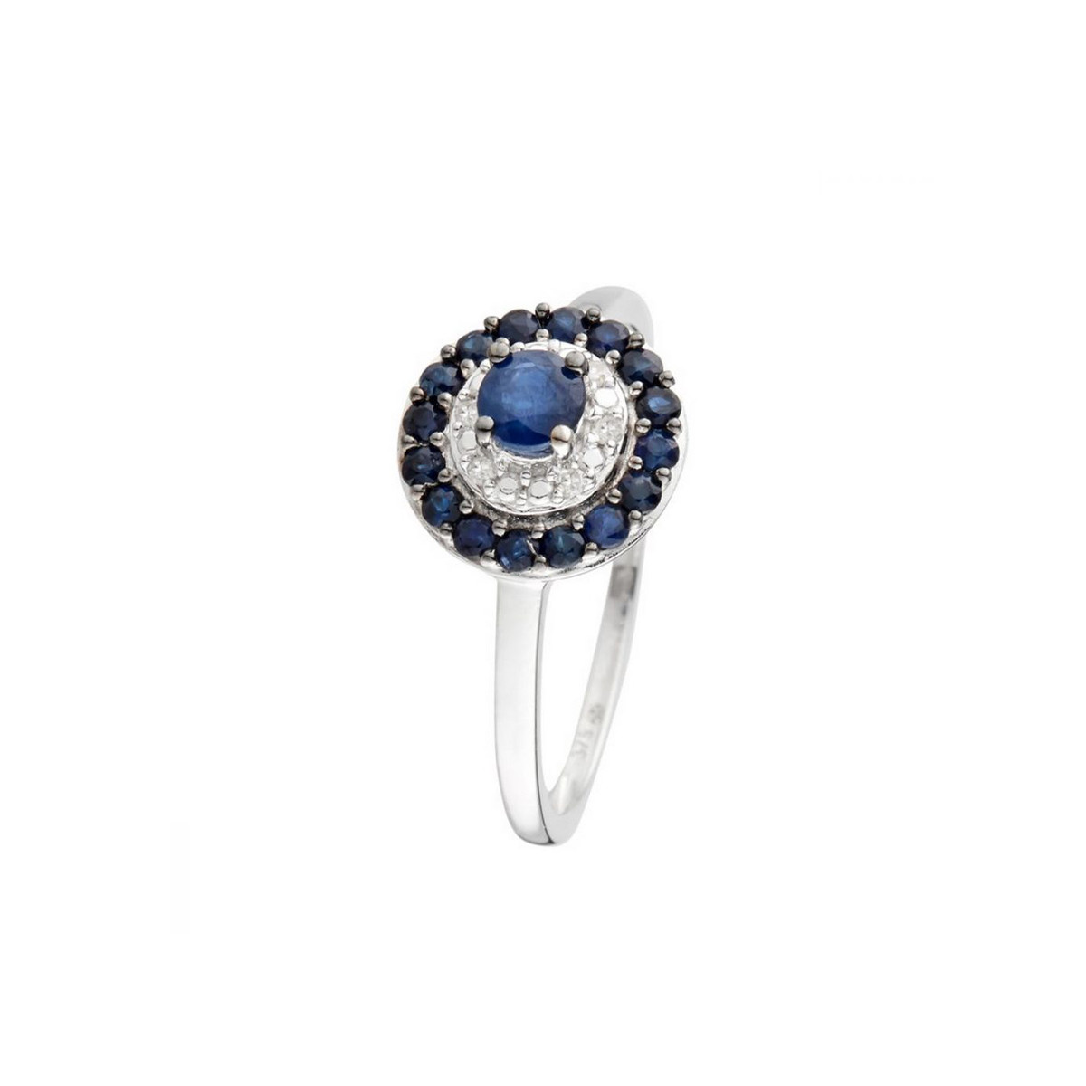 Bague Or Blanc 375 Diamants et Saphir Bague "Laure" Or blanc et Saphir