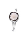 Bague laiton argenté montée d'un quartz fumé marron " Ella "