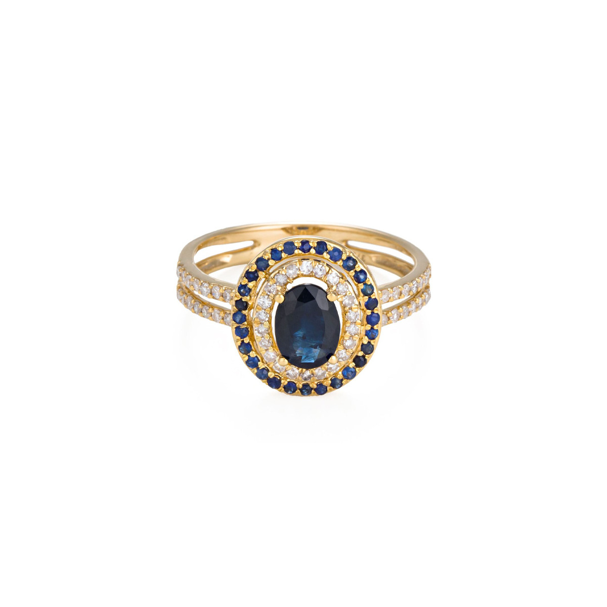 Bague Or Jaune 375 Diamants et Saphir Bague "Firenze Saphir" nouvelle Or jaune et Diamants