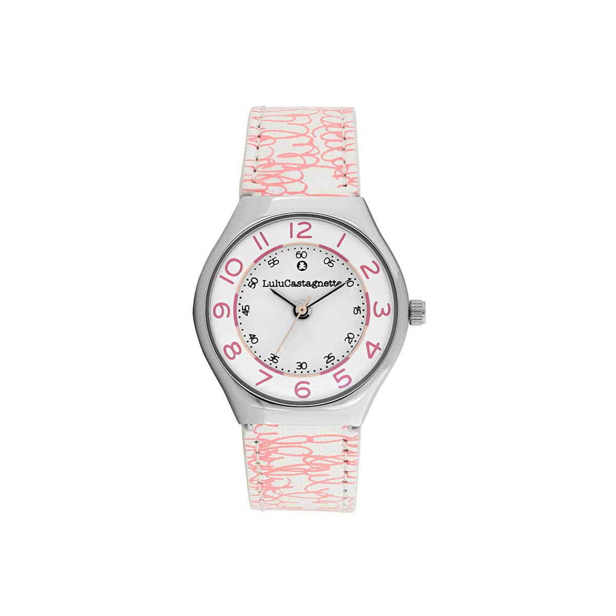 Montre Fille LuluCastagnette Mini Star - Bracelet blanc et rose