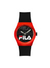 Montre FILA Mouvement quartz MIYOTA trois aiguilles Boitier rond en plastique rouge Cadran noir