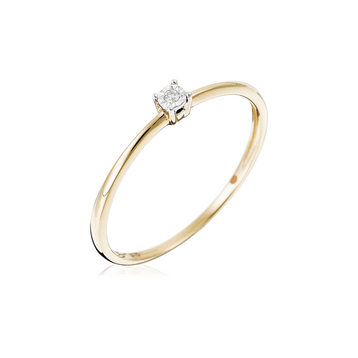 Solitaire Or Jaune et Diamant 0,01 carat "PETIT SOLITAIRE" Bague "Flatteuse" Or jaune et Diamant