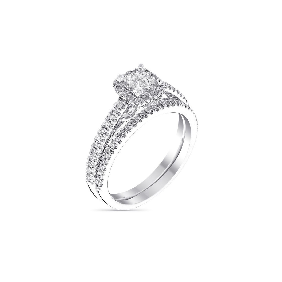 Duo Solitaire Alliance Or Blanc et Diamants 0,52 carat "BRILLANT DUO" Bague "Affective" Or blanc et Diamant