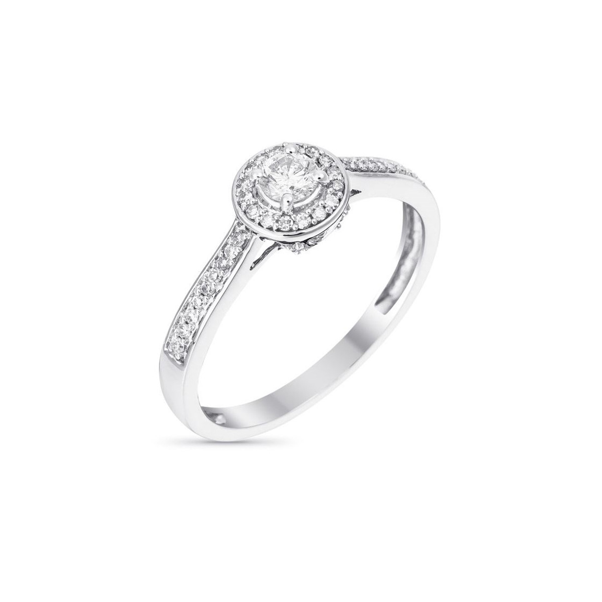 Solitaire "Brillant Somptueux" Or blanc et Diamants