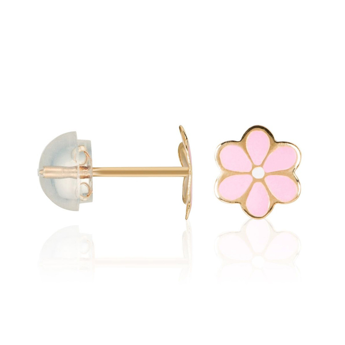Boucles d'oreilles enfant Or Jaune 375/1000 et émail Boucles d'oreilles "Fleurissant" Or jaune