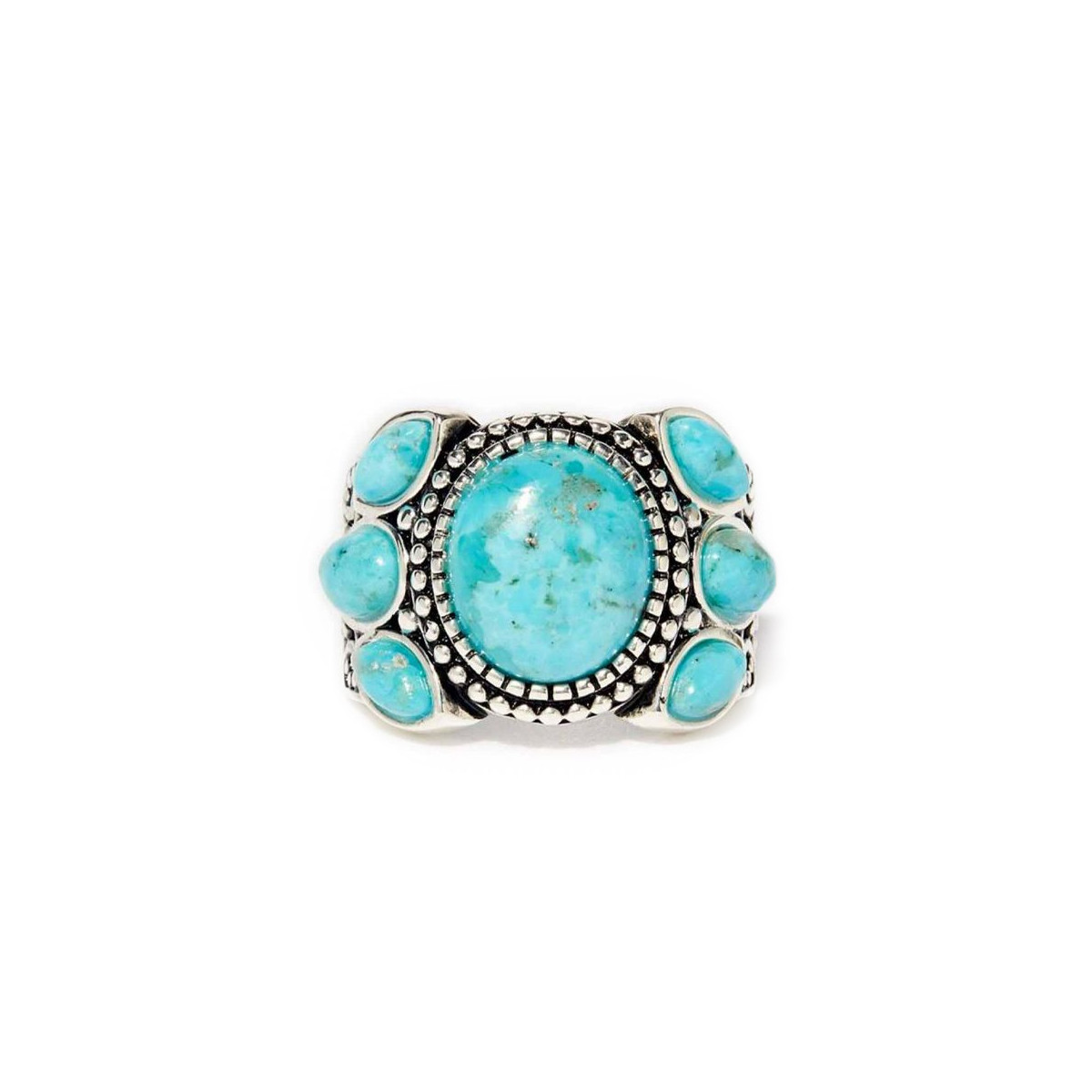 Bague "Magnolia" Turquoise 6,80ct/7 et Argent Massif 925/1000