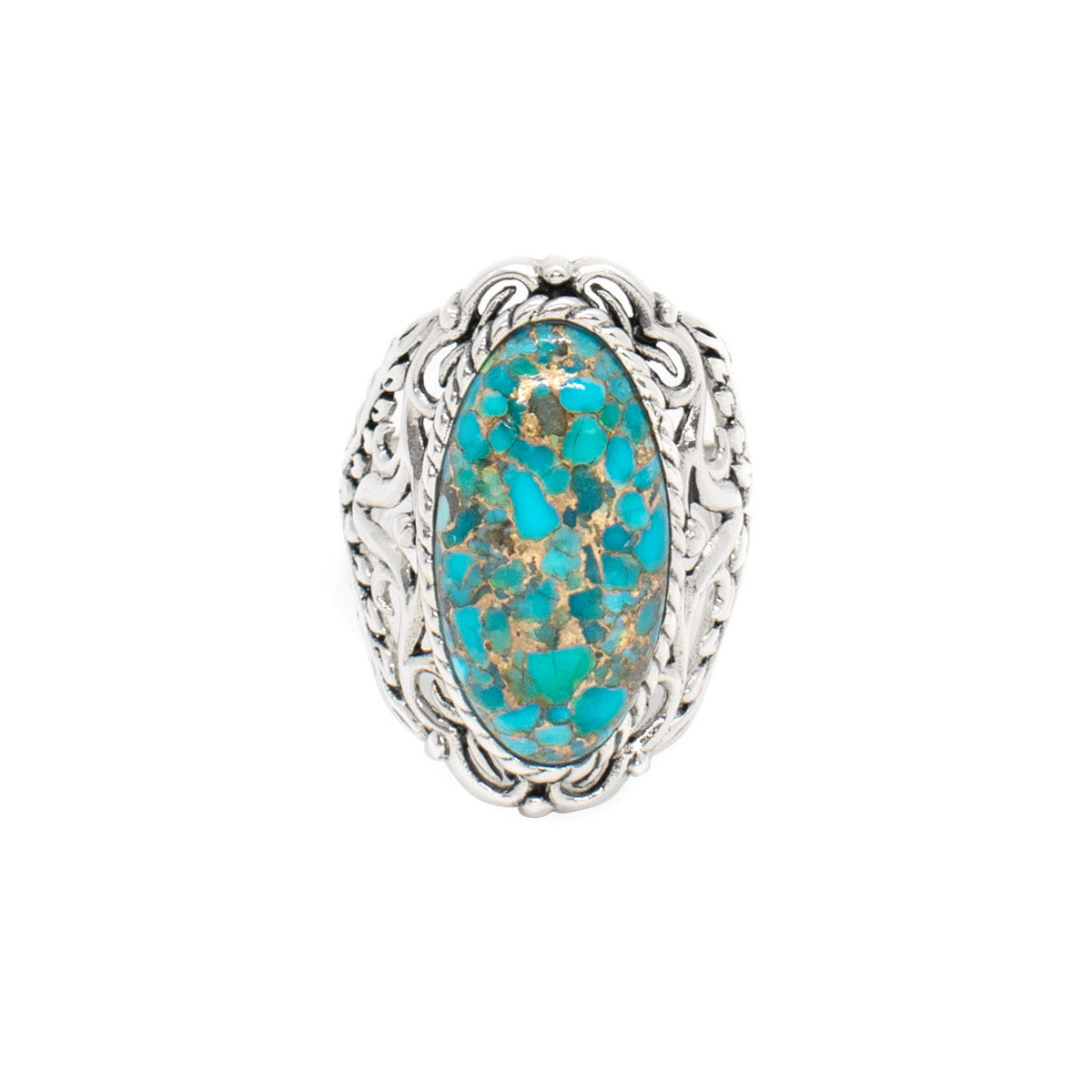 Bague "Maíz" Turquoise 10,20ct et Argent Massif