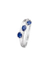 Bague Or Blanc Diamant et 3 Saphirs bleu
