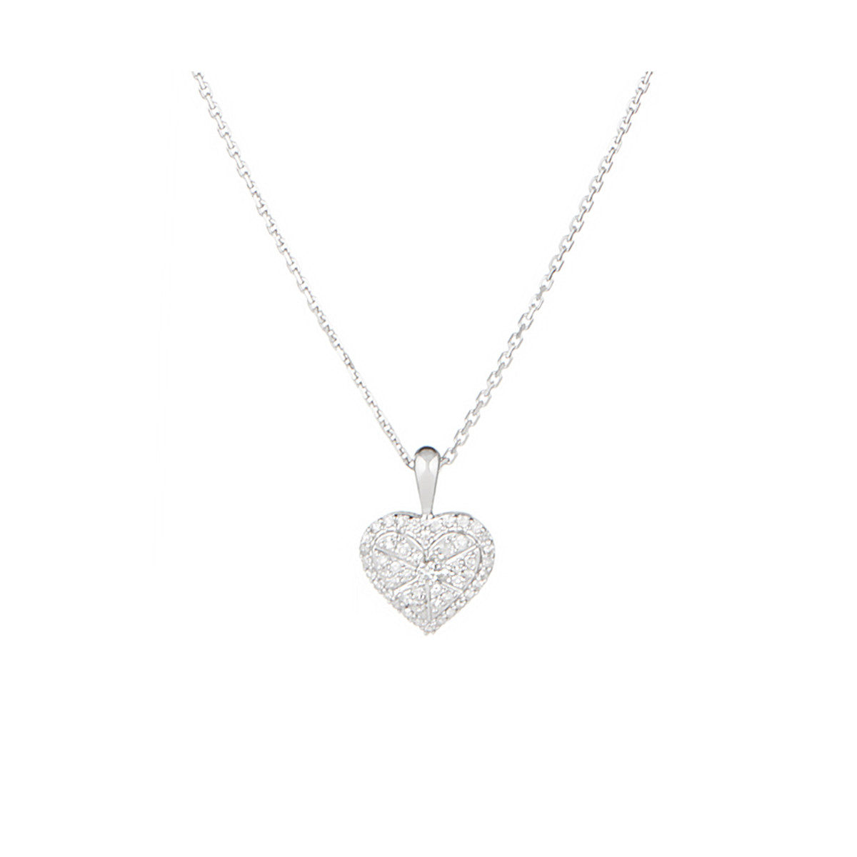 Pendentif Or Blanc et 51 Diamants Pendentif "Ma Vaillante" Or blanc et Diamant