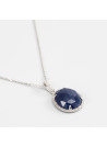 Pendentif Or Blanc Diamant et Saphir