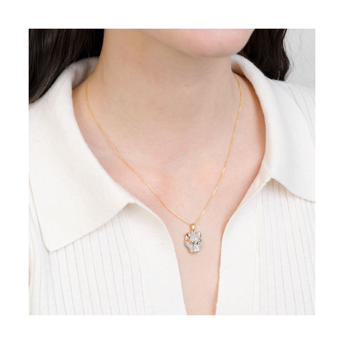 Pendentif panthère Or et Diamants Pendentif "Mélusina" Or jaune et Saphir